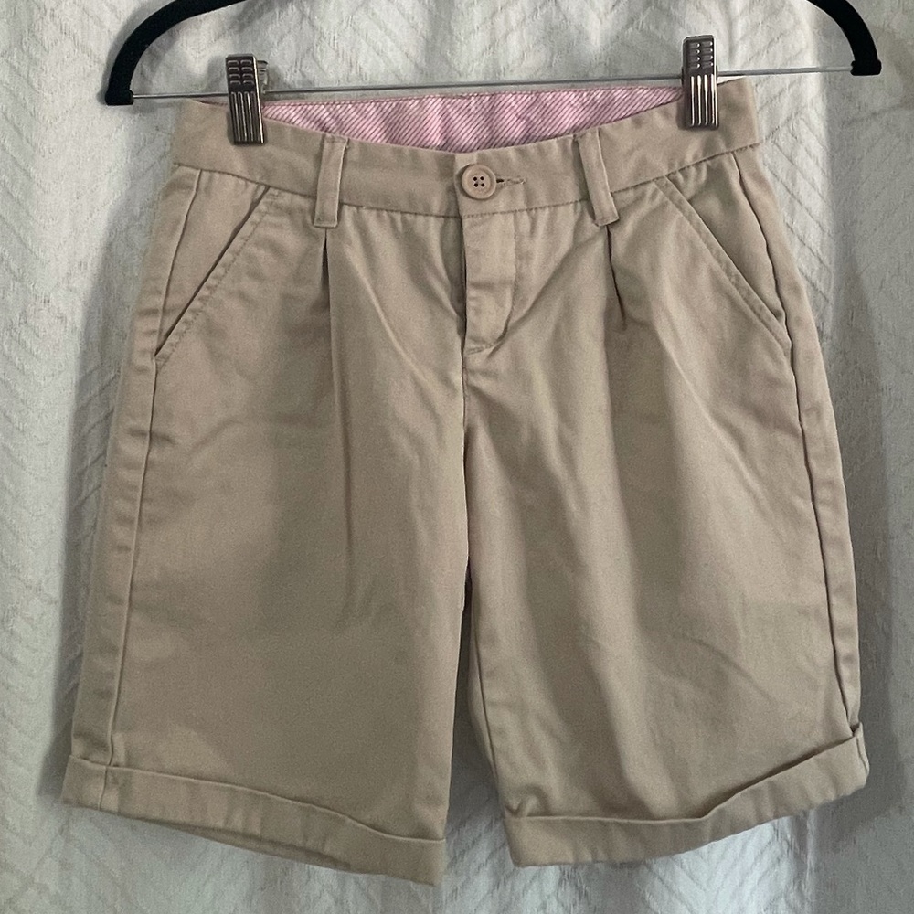 GAP kids khaki pleat front shorts.